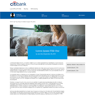 Citibank Content Page